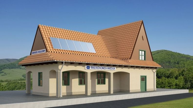 Wizualizacja dworca kolejowego Wierchomla Wielka.