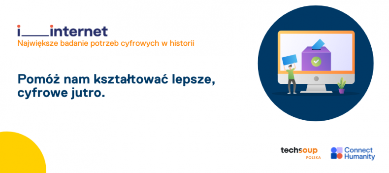 Napis na bałym tle: pomóż nam kształtować lepsze jutro cyfrowe