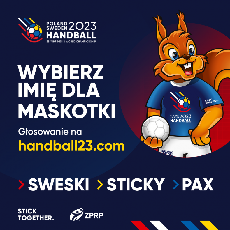 Plakat z hasłem Wybierz imię dla maskotki. Obok widoczny wizerunek wiewiórki.
