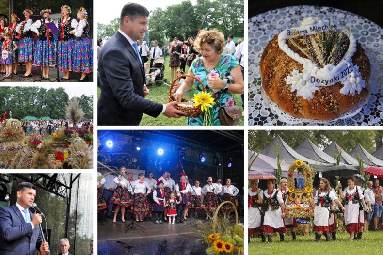 kolaż zdjęć z dożynek w Miechowie