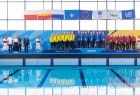 Błękitna tafla wody i trzy pływackie drużyny na podium igrzysk europejskich 