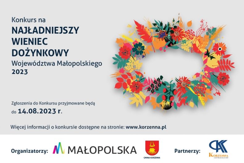 Baner informujący o konkursie na najpiękniejszy wieniec dożynkowy