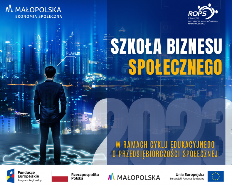 grafika akcji edukacyjnej "Szkoła Biznesu Społecznego 2023".