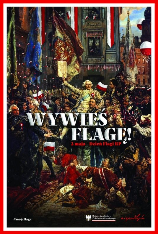 Plakat promujący akcję wywieszenia flagi 2 maja