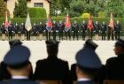 Uroczysty apel i strażackie poczty sztandarowe biorące udział w uroczystości 