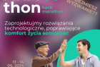 napis AHAthon zaprojektujmy rozwiązania technologiczne poprawiające komfort życia seniorów
