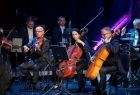 Muzycy grający na instrumentach smyczkowych.