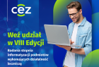 Niebieski plakat z napisami.