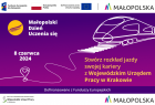 Grafika związana z Małopolskim Dniem Uczenia się. Rysunek pociągu i dopisek: Stwórzmy rozkład jazdy swojej kariery z Wojewódzkim Urzędem Pracy w Krakowie 