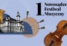 Baner z tytułem wydarzenia i grafiką przedstawiającą sadecki ratusz i instrumenty muzyczne