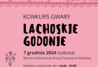 Na różowym tle napisy Lachoskie Godonie