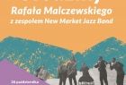 graficzne zaproszenie na urodziny Jacka Malczewskiego - w części centralnej sylwetki kilku osób 