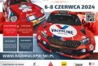 Plakat rajdu Vavoline. W centralnym miejscu widoczny czerwony samochód rajdowy.