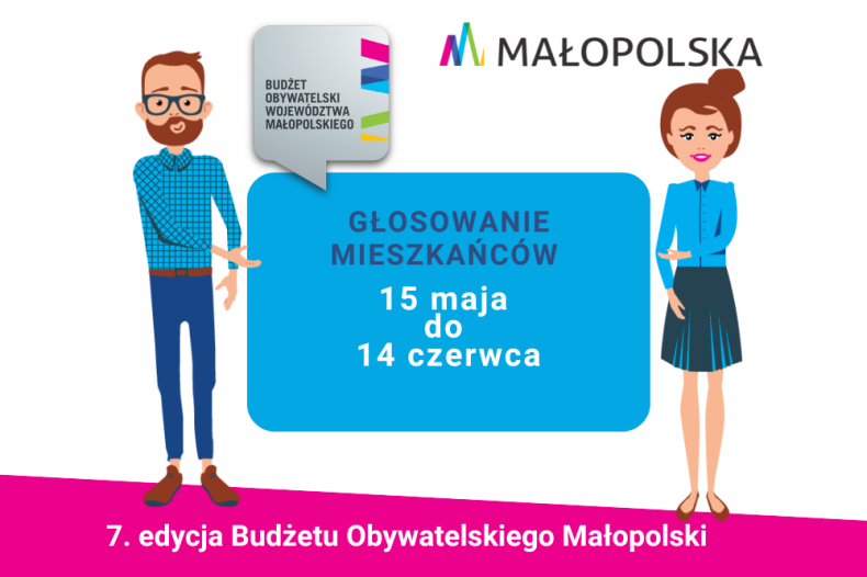 Grafika informująca o terminie głosowania 15 V do 14 VI