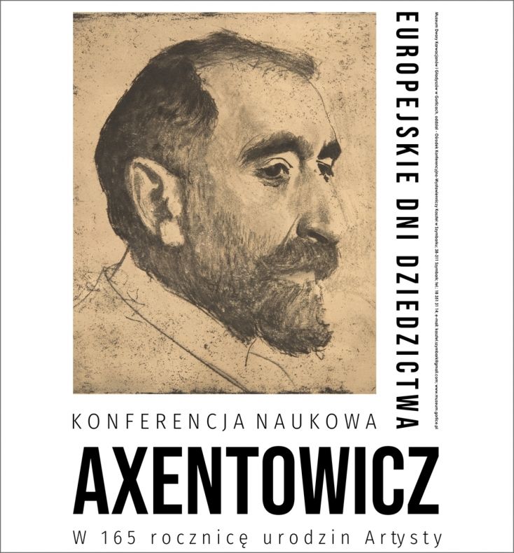 Grafika plakatu konferencji - szkic portretu Teodora Axentowicza zrobiony ołówkiem