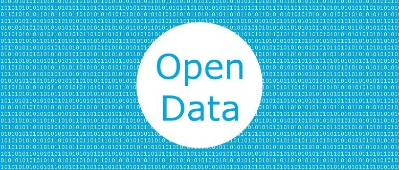 Grafika: na niebieskim tle w białym kole napis Open Data