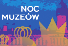 Na kolorowym tle napis Noc Muzeów