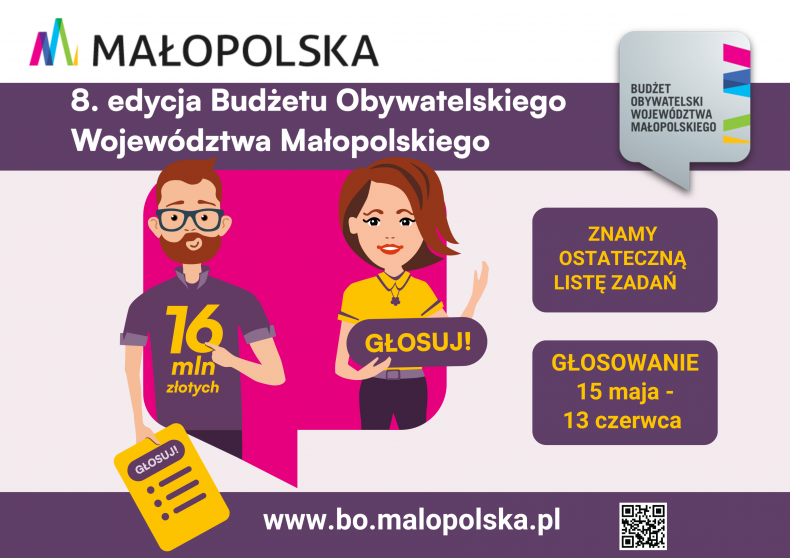 Tomek trzyma kartę do głosowania, Gosia tabliczkę Głosuj. Znamy listę zadań do głosowania, głosowanie 15 maja-13 czerwca.