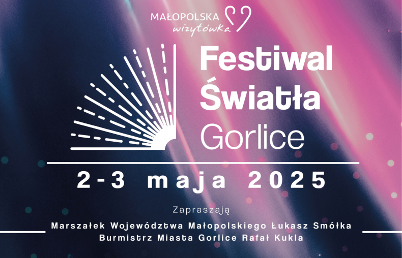 Plakat wydarzenia. Napis Festiwal Światła