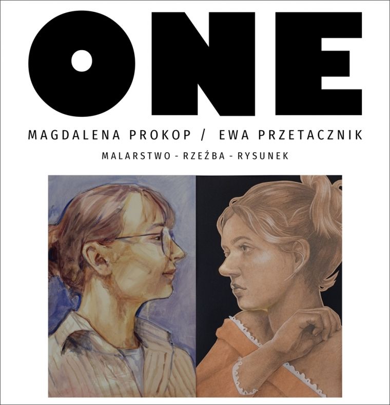 Grafika do wystawy - na grafice autoportrety obu Artystek - Ewa Przetacznik i Magdalena Prokop 