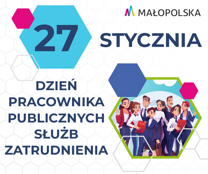 Plansza z napisem 27 stycznia, Dzień Pracownika Publicznych Służb Zatrudnienia