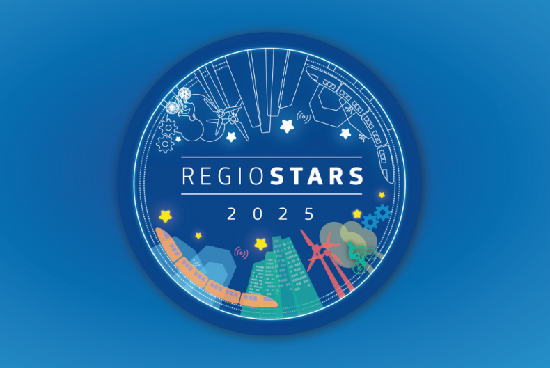 Niebieskie logo RegioStars 2025.