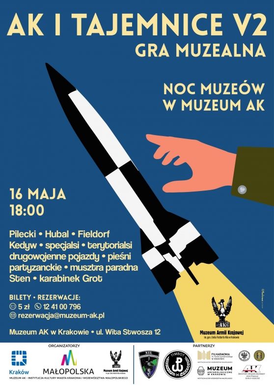 Plakat Nocy Muzeów w Muzeum AK w Krakowie.