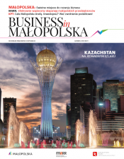 Zdjęcie przedstawia okładkę periodyku Business in Małopolska, NR 11 ; wieża w Kazachstanie