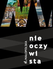 Napis na czarnym tle Nieoczywista Małopolska