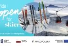 Grafika promująca kampanię z hasłem Małopolska szeroko otwarta dla narciarzy