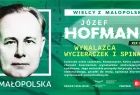 Plakat z rysunkiem twarzy Józefa Hofmana. Napis Jerzy Hoffman. Wynalazca wycieraczek i spinaczy