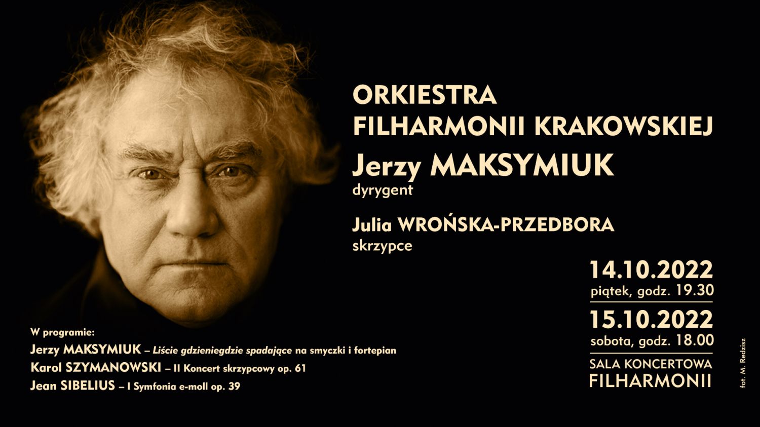 baner promujący koncert symfoniczny w Filharmonii Krakowskiej