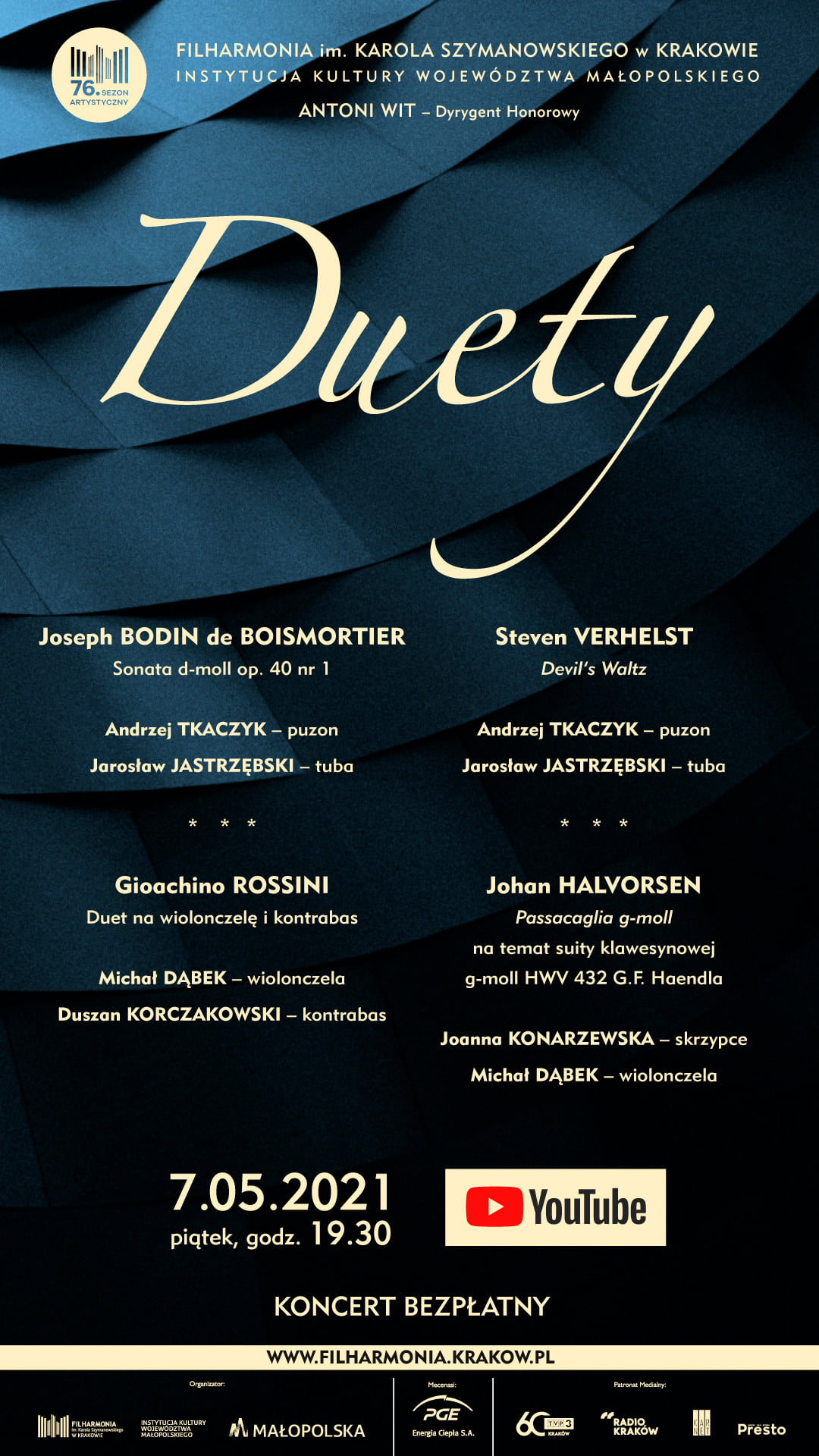 Plakat koncertu Duety Filharmonii Krakowskiej