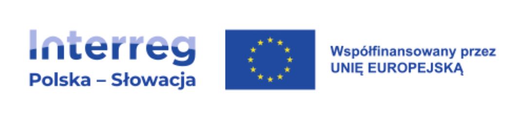 Logotyp nowego programu Interreg Polska - Słowacja na lata 2021 - 2027. Po lewej stronie napis: Interreg Polska - Słowacja, po środku: flaga Uni Europejskiej, po prawej stronie napis: współfinansowany przez Unię Europejską.