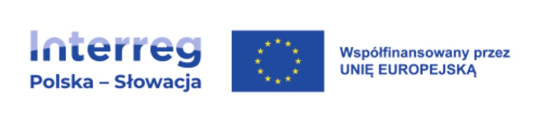 Logotyp nowego programu Interreg Polska - Słowacja na lata 2021 - 2027. Po lewej stronie napis: Interreg Polska - Słowacja, po środku: flaga Uni Europejskiej, po prawej stronie napis: współfinansowany przez Unię Europejską.