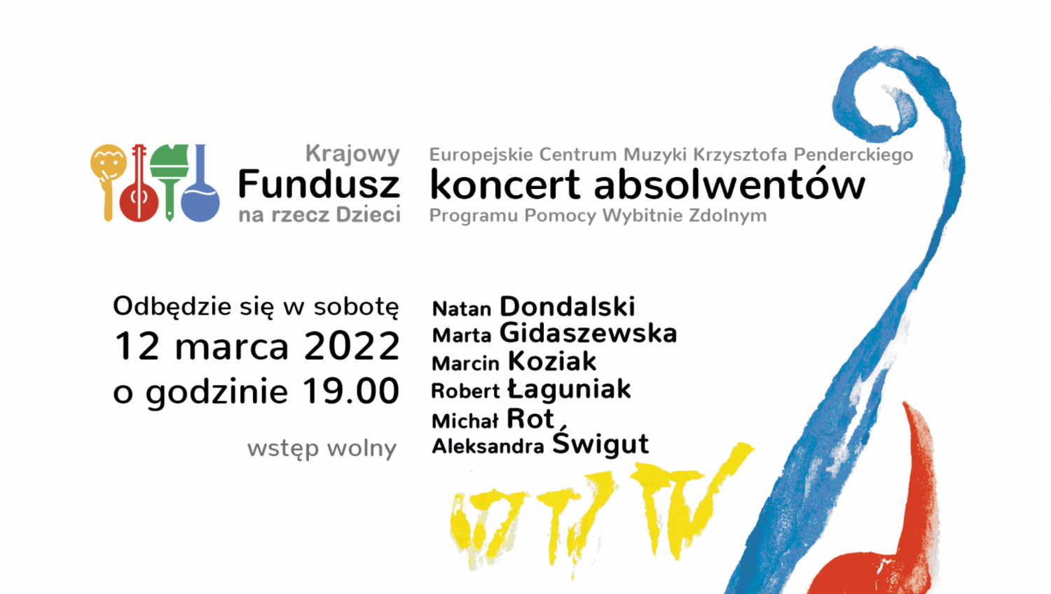 Grafika promująca koncert w Europejskim Centrum Muzyki Krzysztofa Pendereckiego.