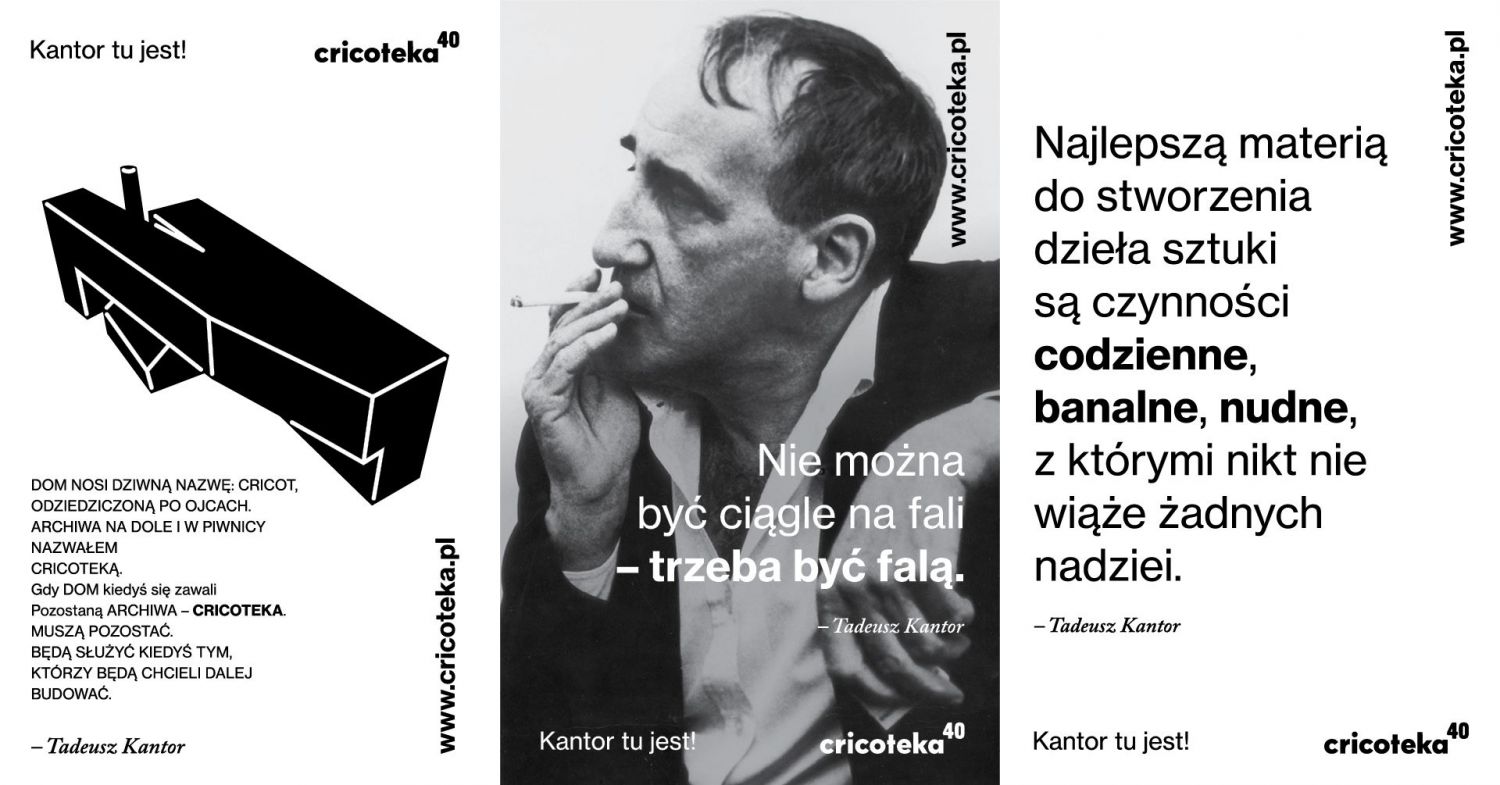 Grafika promująca Wieczór z Tadeuszem Kantorem z okazji 40-lecia Cricoteki.