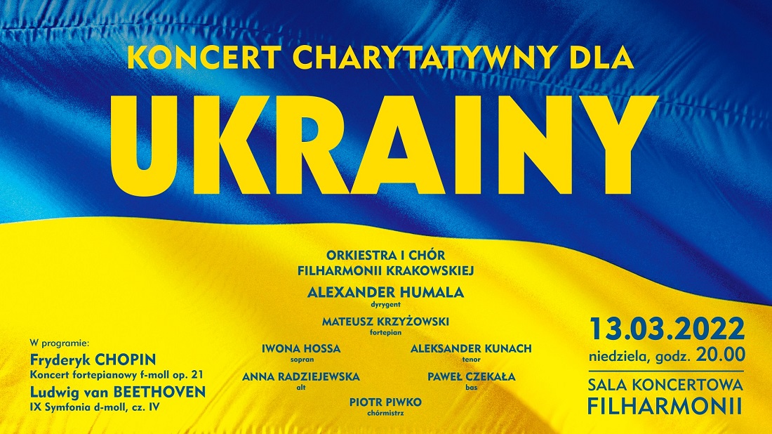 Grafika promująca koncert charytatywny dla Ukrainy.