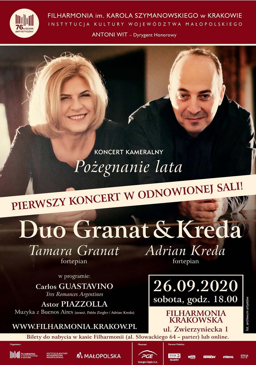 Koncert Tamara Granat- Adrian Kreda. Plakat