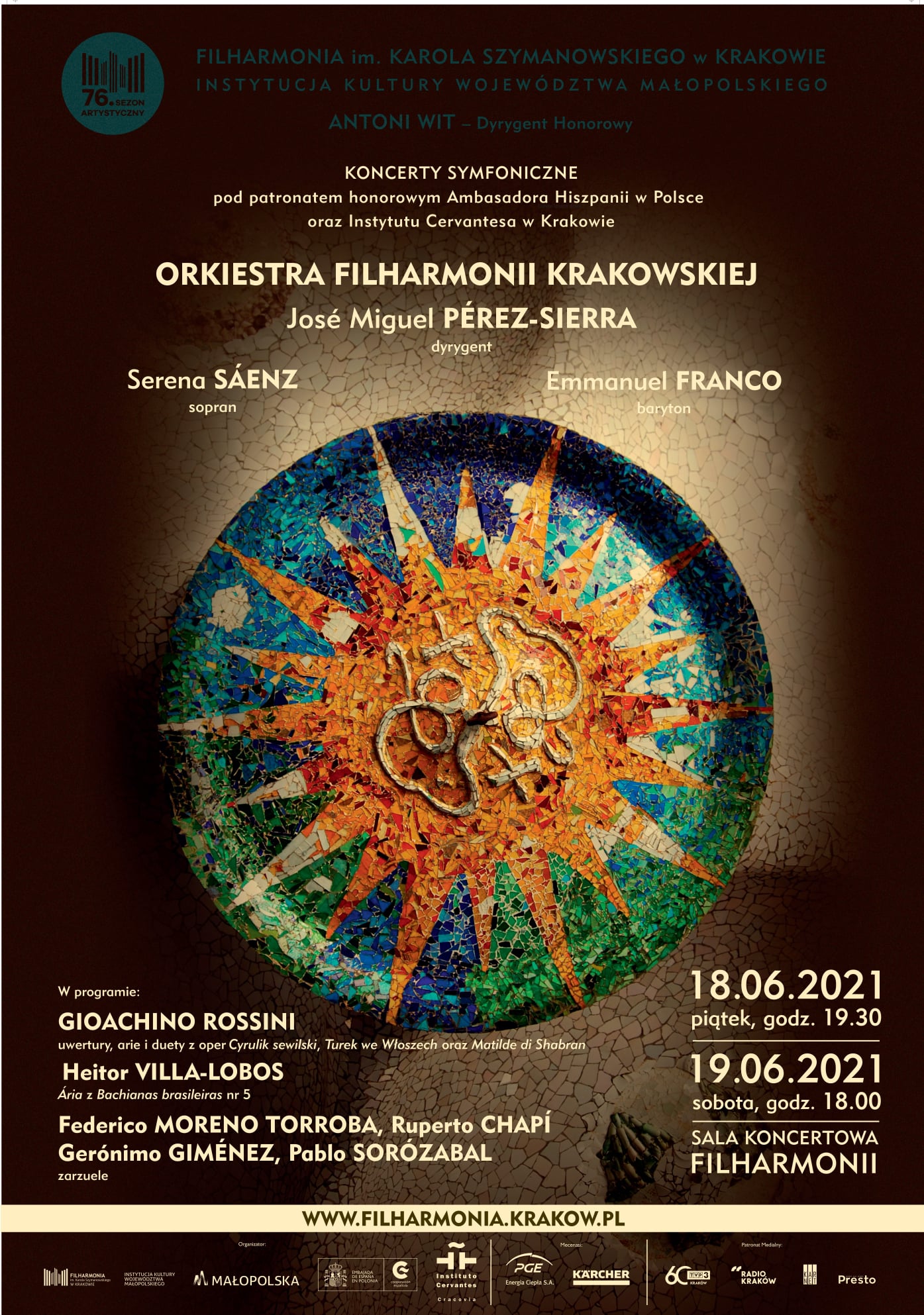 Grafika promująca koncert symfoniczny w FIlharmonii Krakowskiej.