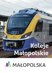 Grafika promująca Koleje Małopolskie.