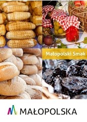 Gafika promująca specjały kulinarne z Małopolski.