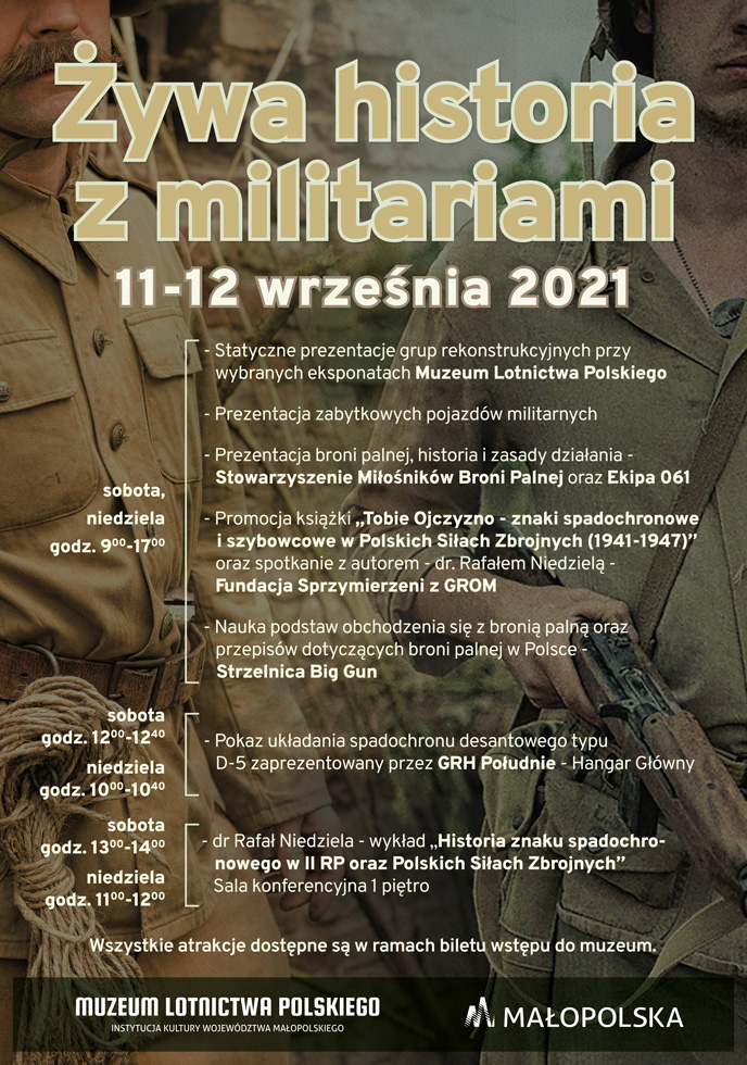 Plakat wydarzenia w Muzeum Lotnictwa Polskiego