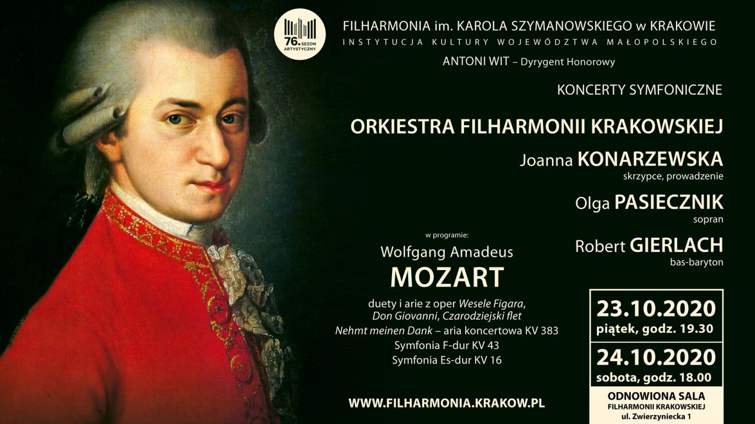 Plakat koncertu w Filharmonii Krakowskiej