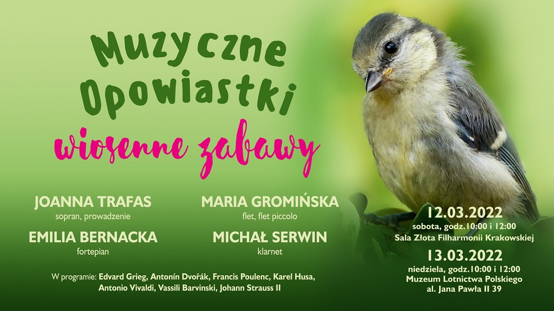 Grafika promująca spotkanie w ramach serii edukacyjnej Muzyczne opowiastki.