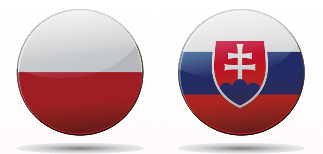 Ilustracja barw narodowych Polski i Słowacji.