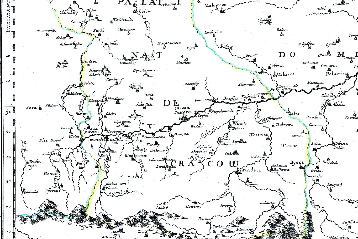 Fragment XVII-wiecznej mapy autorstwa Nicolasa Sansona (1600–1667) 