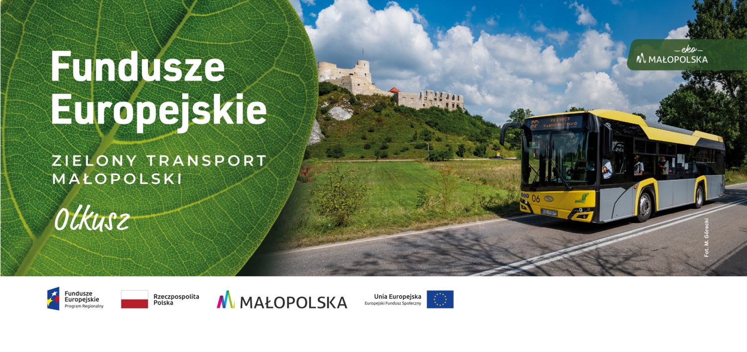 Grafika Fundusze Europejskie. Zielony transport Małopolski