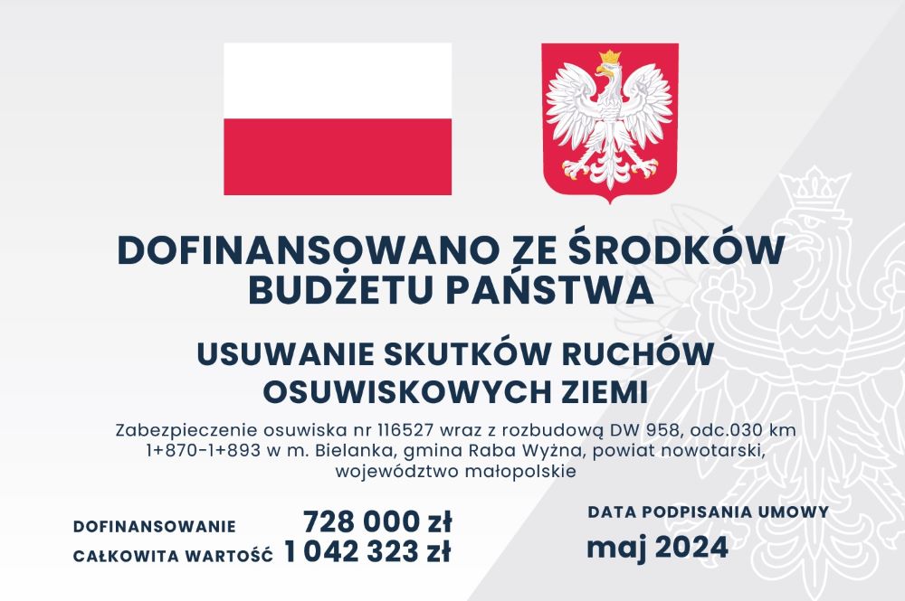 Plakat stabilizacja osuwiska Bielanka