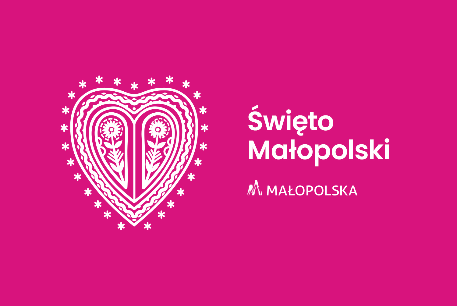 Parzenica na różowym tle. napis Święto Małopolski 2021 oraz logo Małopolska